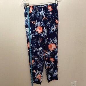 H&M l.o.g.g. Loose Fit Blue Orange Floral Design Viscose Capri Pants womens 4 US